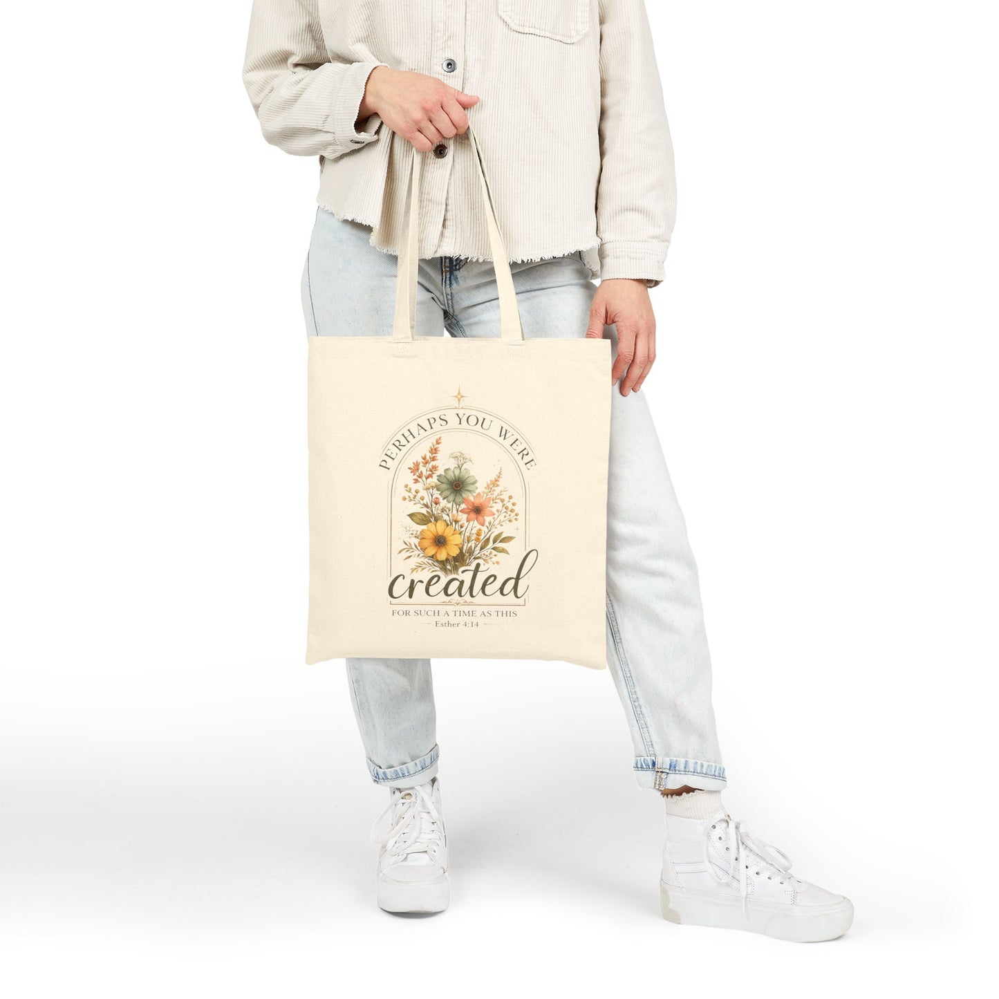 Created Esther 4:14 Canvas Tote | Christian Faith Bag